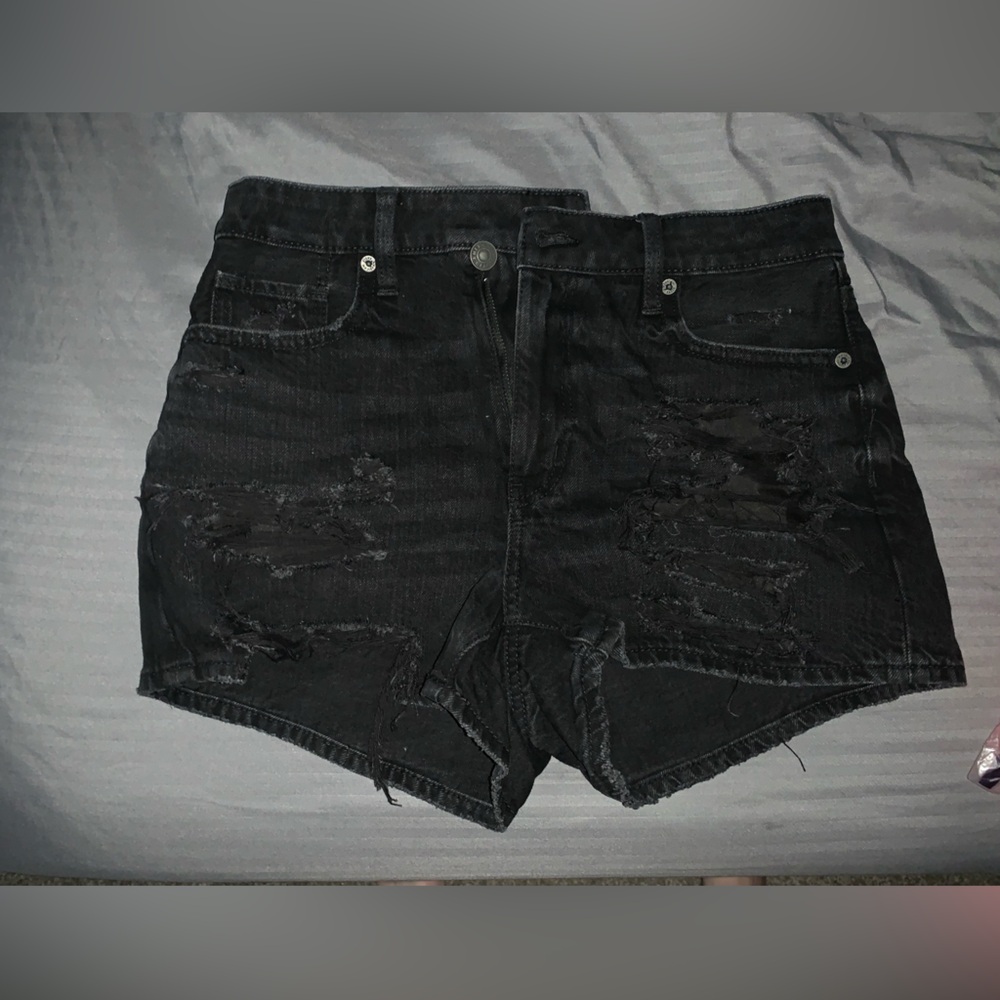 American Eagle Outfitters Black Distressed Jean Shorts